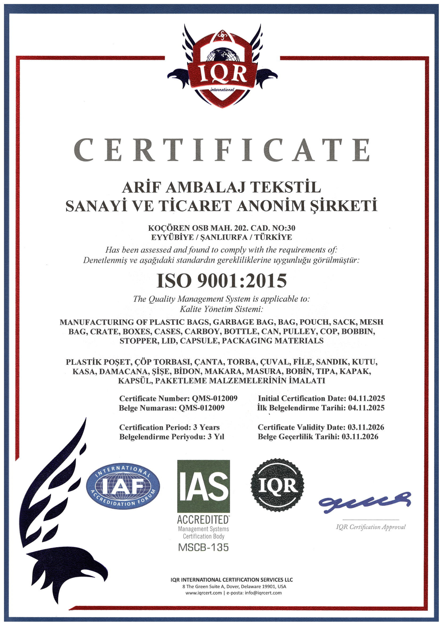 /Hypoallergenic Sertifika